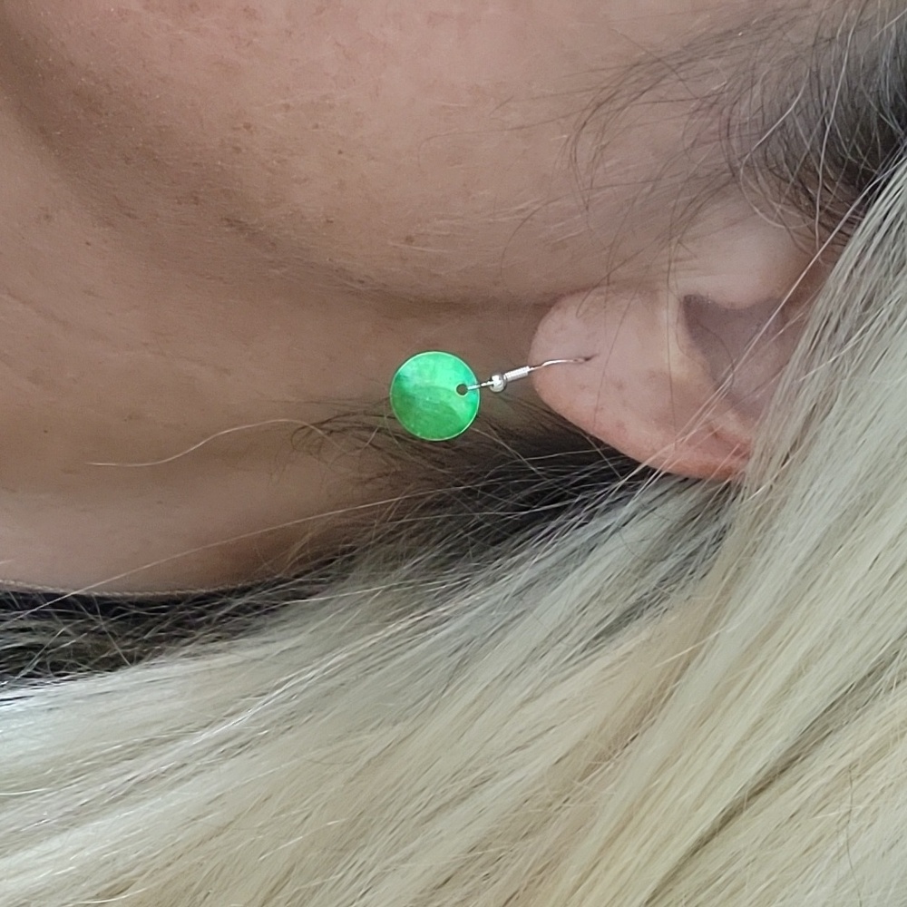NATURAL SHELL DAINTY DROP EARRINGS,  GREEN